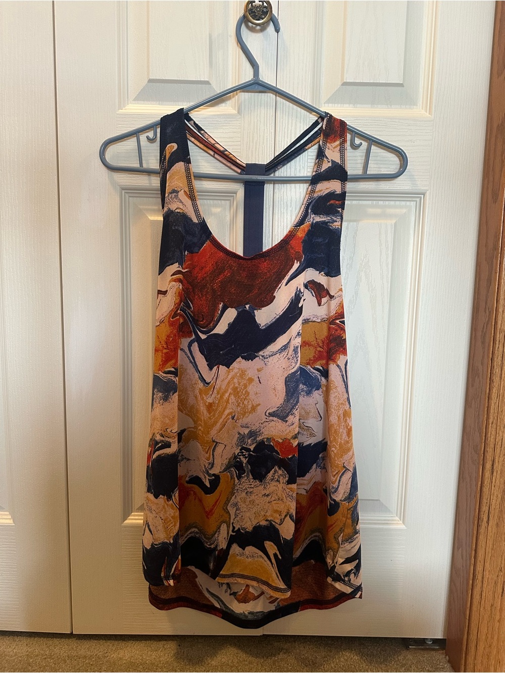 Y2K Abstract Marble-Print Flowy Athletic Tank Top